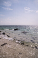 sea and rocks from the sand