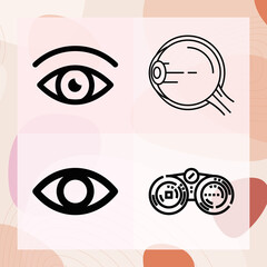 Simple set of visual system related lineal icons