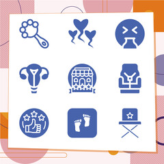 Simple set of 9 icons related to pregnancy