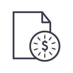 dollar coin with document line style icon vector design