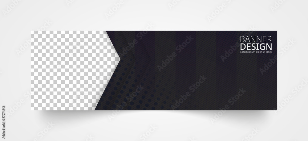 Wall mural horizontal header web banner design in black color.