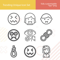 Simple set of twisted related lineal icons.