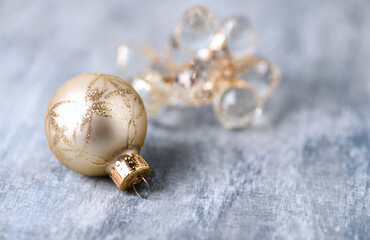 Christmas decoration. Wooden background. Close up. 