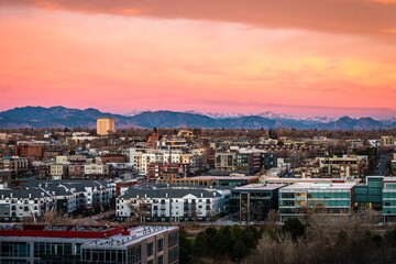 Fototapeta na wymiar Denver skyline with dramatic sunset