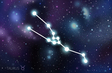 Taurus constellation in night sky. Zodiac sign taurus  © Volha