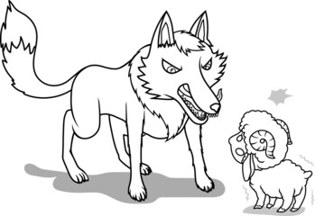 fox talk to little sheep cartoon vector