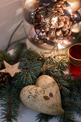 Homemade Christmas decoration with lights