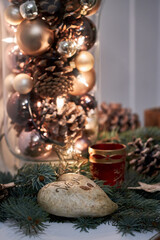 Homemade Christmas decoration with lights