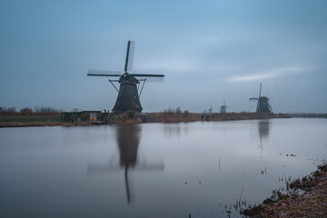 Cloudy day, Windmills in Kinderdijk The Netherlands.