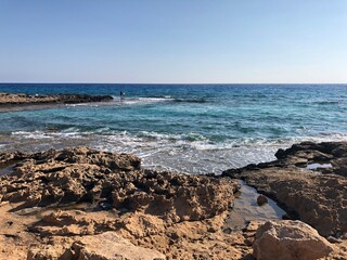 Fototapeta na wymiar Mediterranean sea. Cyprus. Protaras. in Ayia NAPA. waves on the sea. summer day