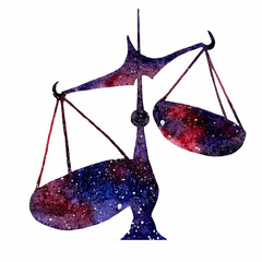  watercolor art of signs of the zodiac. Libra