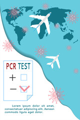 Airport PCR test Mandatory for flights and air travel around the world. Vector flat vertical illustration