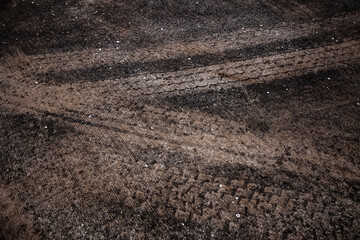 Wheel tracks on street