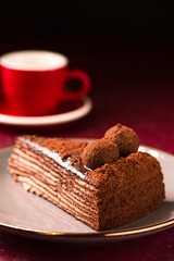 Spartak chocolate cake with a coffee