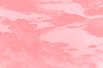 Abstract pastel pink coral soft color sky background with clouds