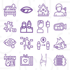 Fototapeta premium 16 pack of incident lineal web icons set
