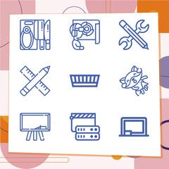 Simple set of 9 icons related to modeling