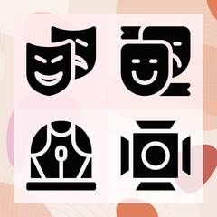 Simple set of music hall related filled icons