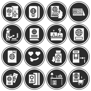 16 pack of immigration  filled web icons set