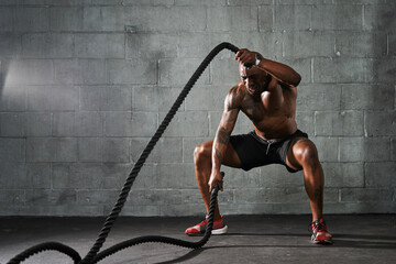 Black man doing intense sports training