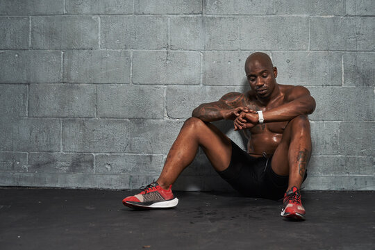 Man resting after fitness training