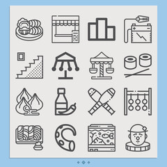 Simple set of skewers related lineal icons.