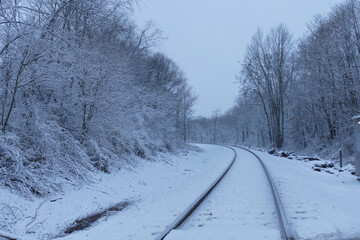 Obraz premium train road in winter
