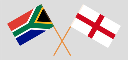 Crossed flags of Republic of South Africa and England