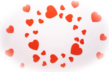 hearts made of matter in the form of a circle on a white background