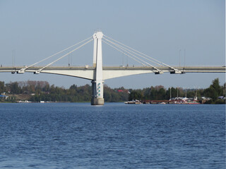 Russia. Tver province. Ancient Russian city of Kimry. The city is located on the Bank of the Volga river. New bridge across the Volga.