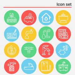 16 pack of sediment  lineal web icons set