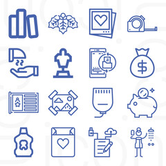 16 pack of paper  lineal web icons set