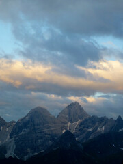 Pflerscher Tribulaun mountain from Stubai high-altitude hiking trail, lap 8 in Tyrol, Austria