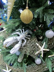 Lobster and starfish Christmas tree ornaments