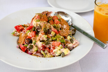 Traditional salad from Folegandros with vegetables and local cheese