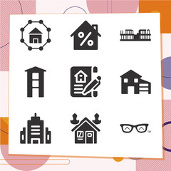 Simple set of 9 icons related to madrid