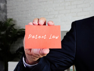 Business concept about Patent Law H with inscription on the piece of paper.