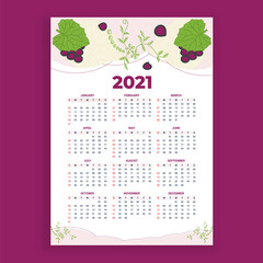 Illustrated Hand drawn new year calendar 2021