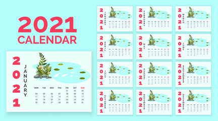 Illustrated new year 12 page calendar