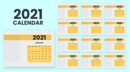 Minimal 12 page desk new year 2021 calendar