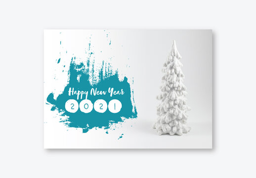Christmas Card Layout with White Tree Image