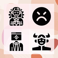 Simple set of angry related filled icons