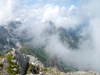Mountain panorama via ferrata Tajakante, Tyrol, Austria in summertime