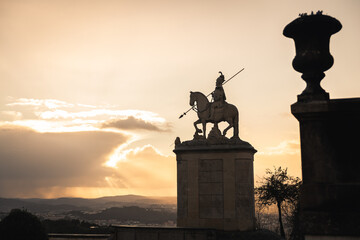 Braga Portugal Bom Jesus do Monte sunset horseman monument
