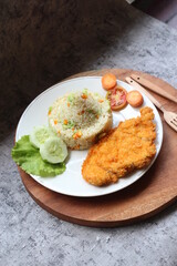 Indonesia fried rice of nasi goreng hijau or Spring green Vegetarian Fried Rice