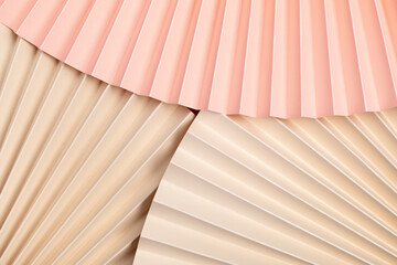 Abstract background with textured paper fans. Festive celebration backdrop. Mock up for product demonstration