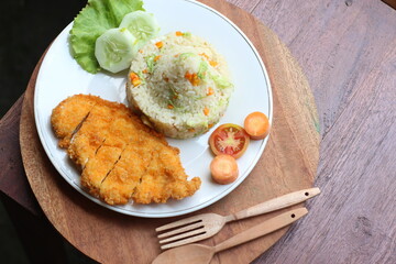 Indonesia fried rice of nasi goreng hijau or Spring green Vegetarian Fried Rice
