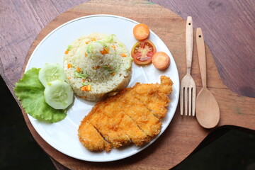 Indonesia fried rice of nasi goreng hijau or Spring green Vegetarian Fried Rice