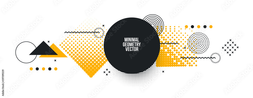 Poster geometry background vector illustration. minimal geometry vector graphic design. two-color abstract 