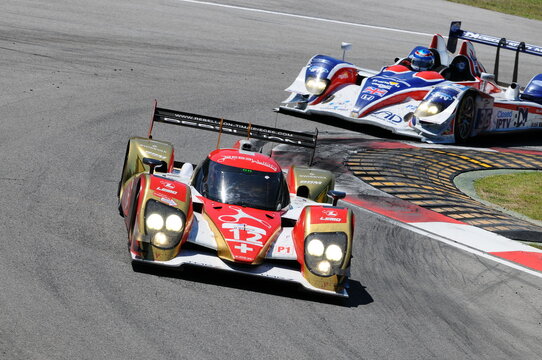 Imola, Italy 3 July 2011: Lola B10/60 Toyota LMP1 Of Team Rebellion Racing Driven By Neel Jani And Nicolas Prost In Action During Race 6H ILMC At Imola Circuit.